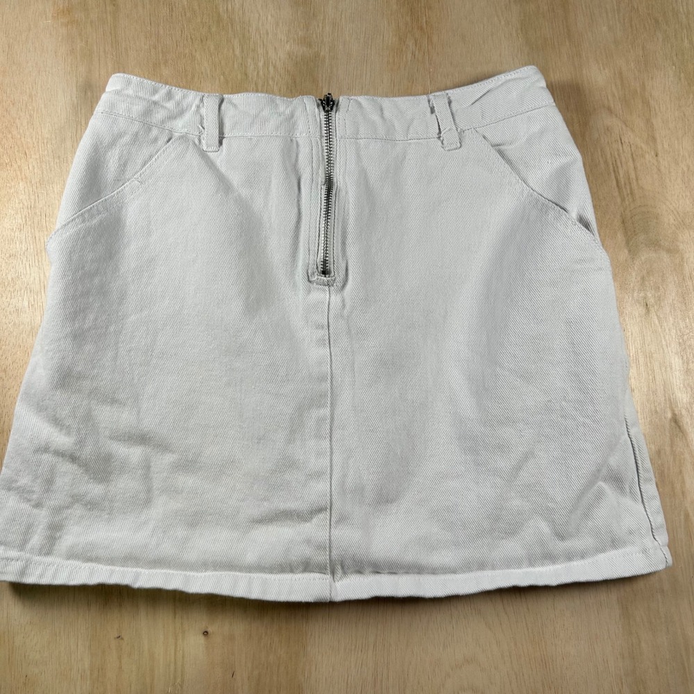 American Threads White Denim Mini Skirt Size Medium OSS139 Cotton A-Line